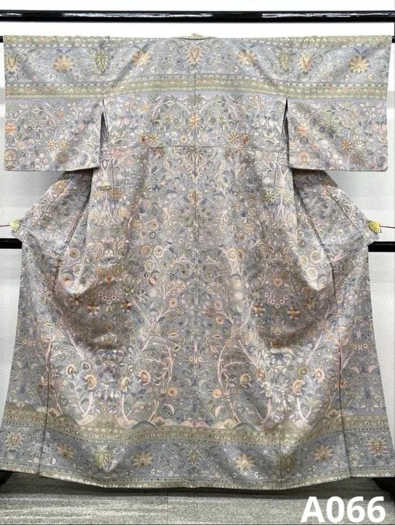 蘇州刺繍 汕頭刺繍 訪問着 総刺繍 正絹 カラー胴裏 A066