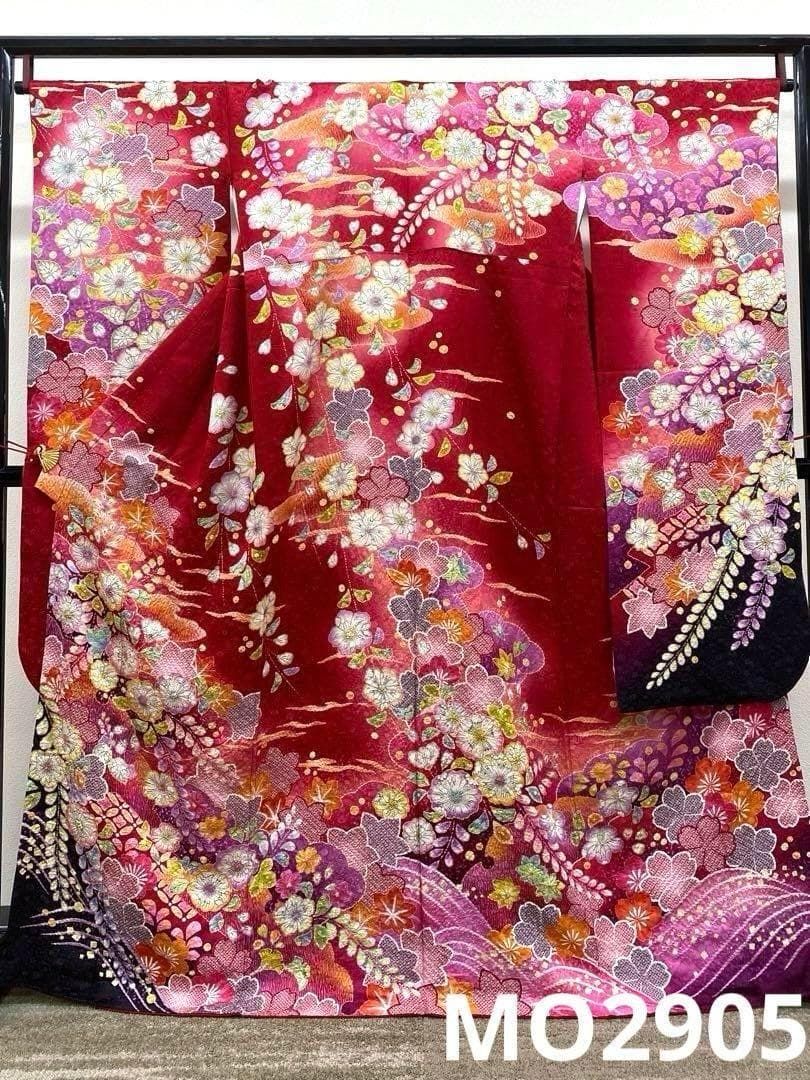 振袖 豪華 銀通し 紋意匠 辻が花 絞り身丈158cm 撥水加工済 MO2905