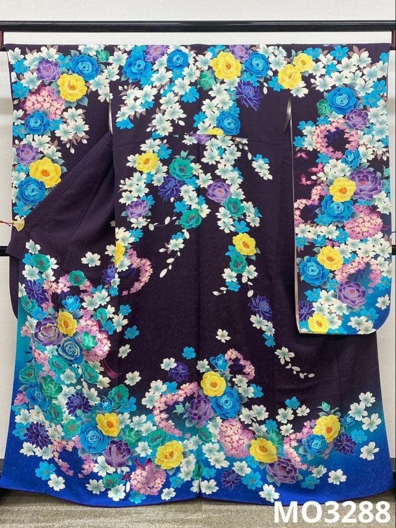 振袖 ラメ刺繍 長襦袢袖付き 身丈161cm パールトーン加工済 MO3288
