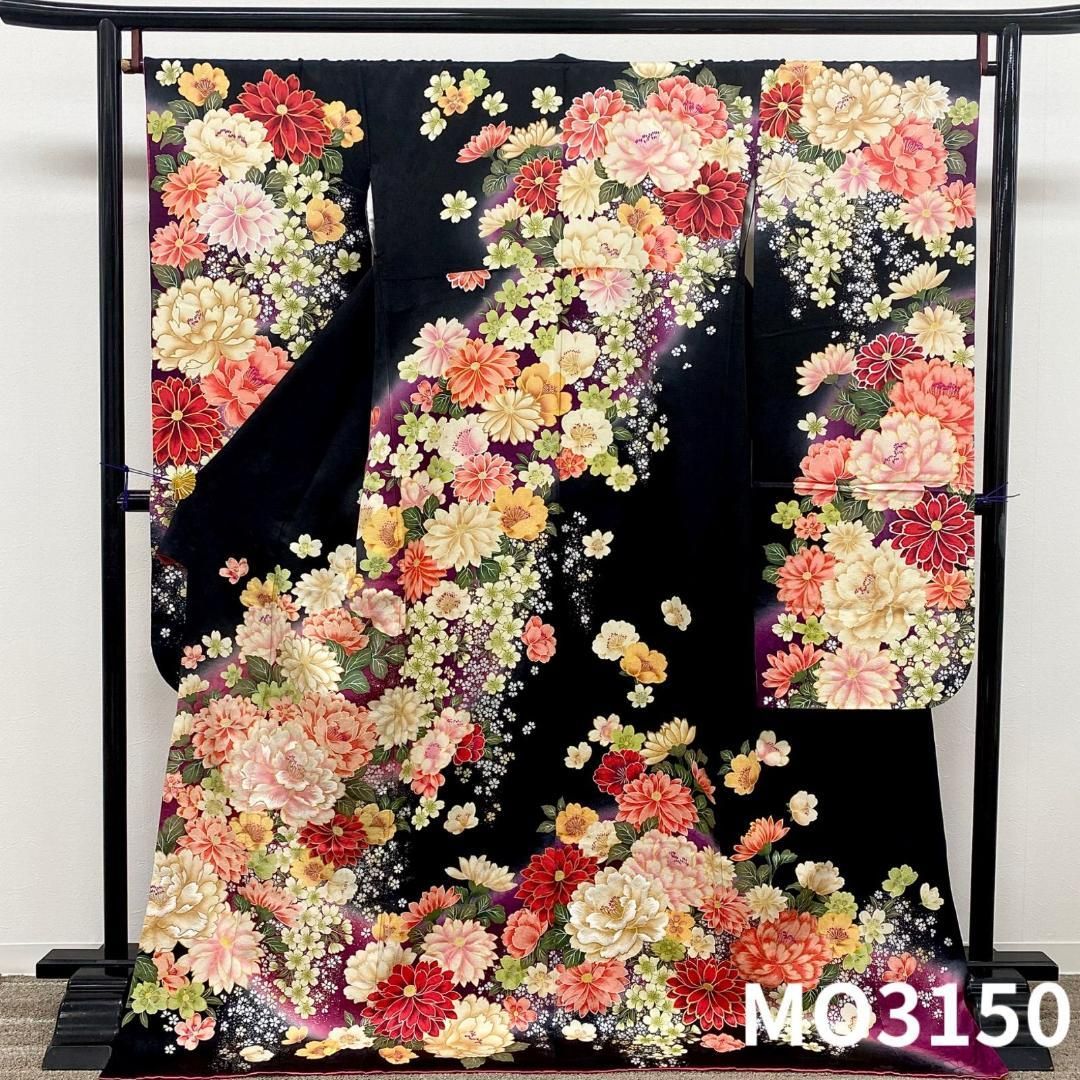 振袖 仮絵羽 吉澤の友禅 金通し 金駒 牡丹 未仕立て品 八掛付き MOK512