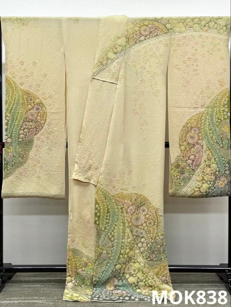 振袖 仮絵羽 舞台衣装 絞り 辻ヶ花 正絹 未仕立て品 八掛付き MOK838