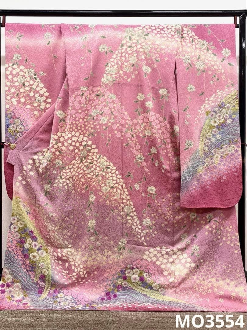 振袖 絞り 金彩 銀通し 辻ヶ花 身丈174cm MO3554