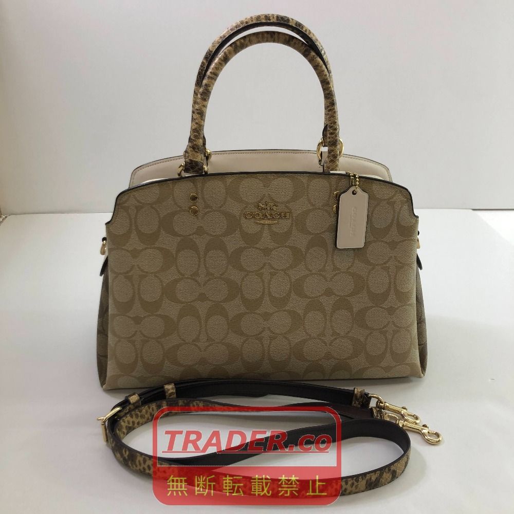 04w7079■※【中古】COACH コーチ シグネチャー柄 ショルダーバッグ 2WAY ホワイト パイソン型押し B2023-2724