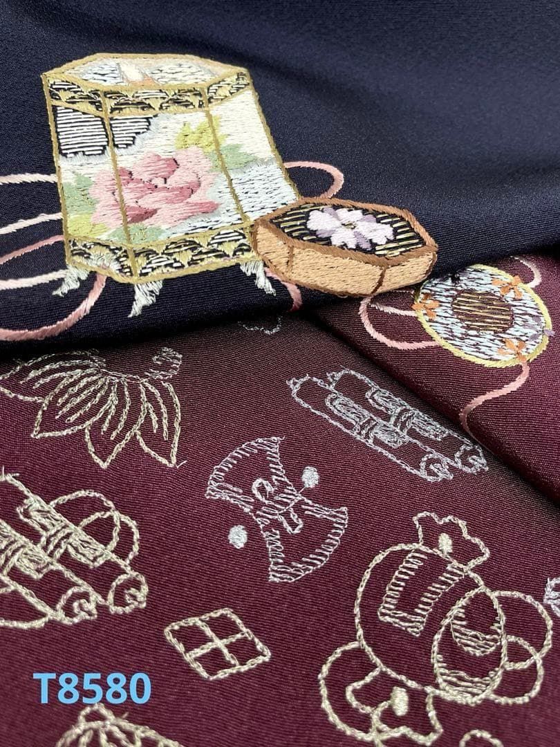 付け下げ 刺繍 宝尽くし 正絹 反物 T8580