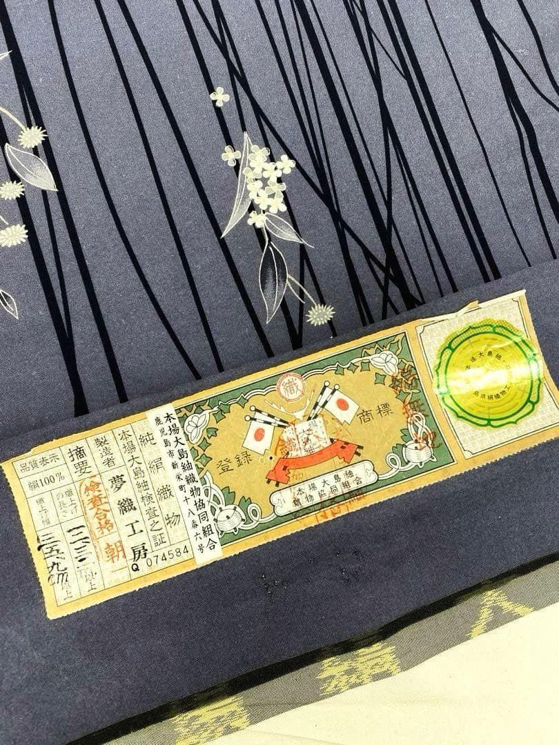 本場大島紬 染大島 縞大島 夢織工房 正絹 反物 T9269 - メルカリ