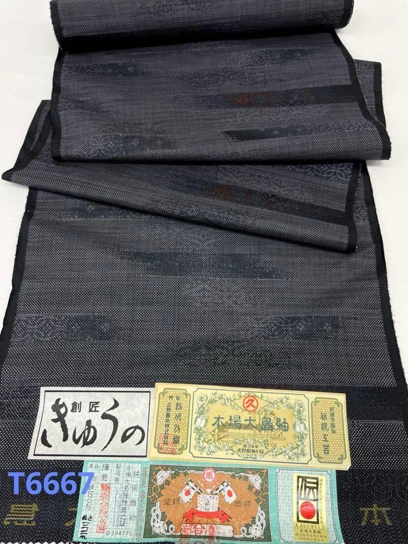 本場大島紬 きゅうの 通産大臣指定伝統的工芸品 正絹 反物 T6667