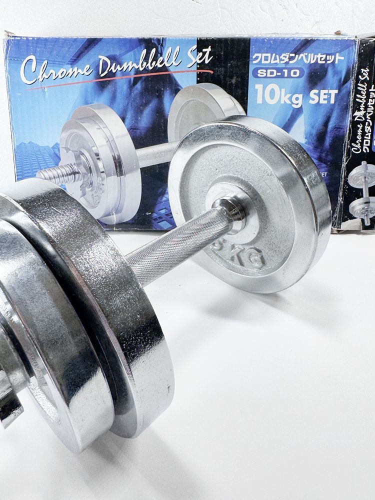 HY】【美品】山善 SD-10 クロムダンベルセット 10kg スチール クロム