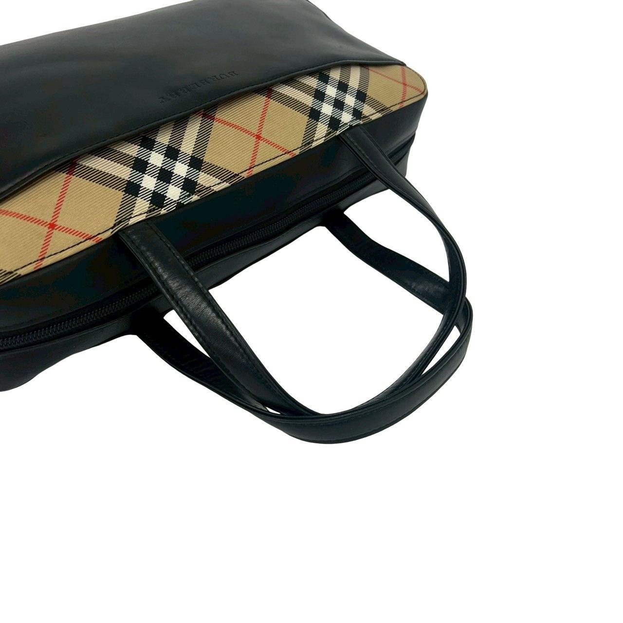 極 美品 BURBERRY バーバリー ノバチェック ロゴ 刻印 レザー 本革