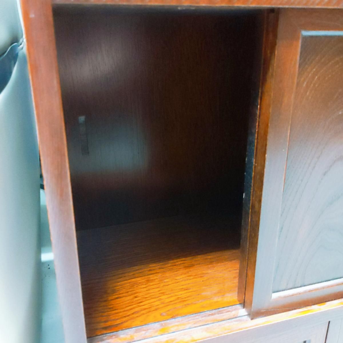 中古品】民芸家具 からくり箪笥 茶箪笥 和家具収納棚 昭和レトロ