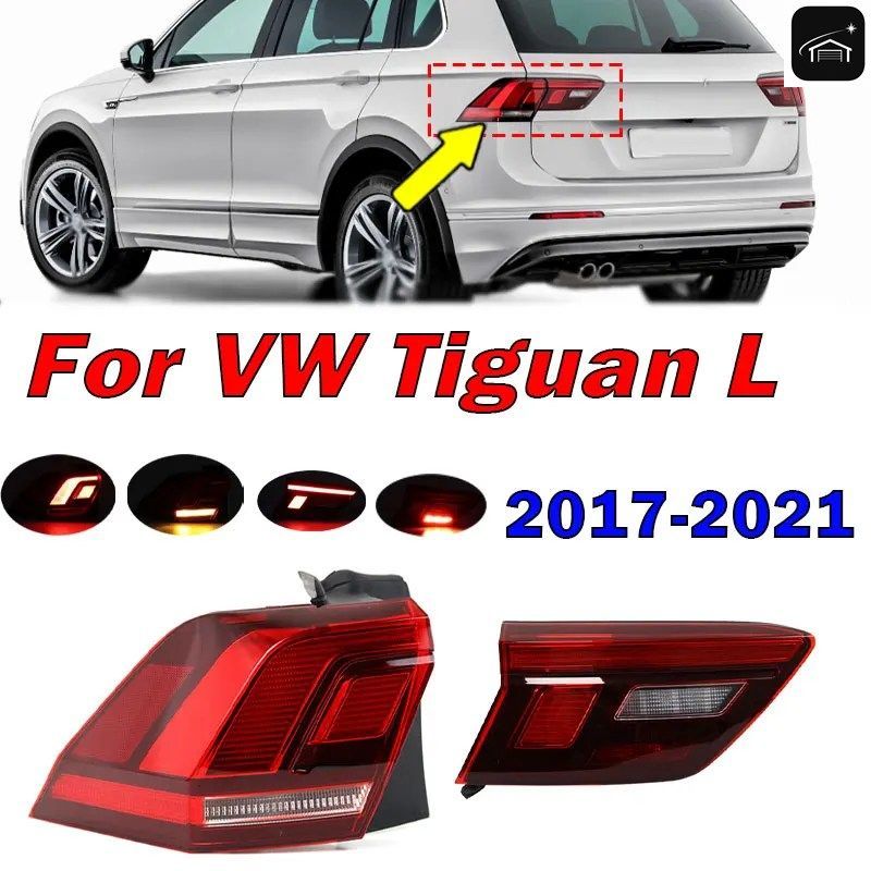 LEDテールライト、ターンシグナルライト、ブレーキライト、車のリアバンパーランプ、VWティグアンL 2017-2021ストップフォグランプ、テール