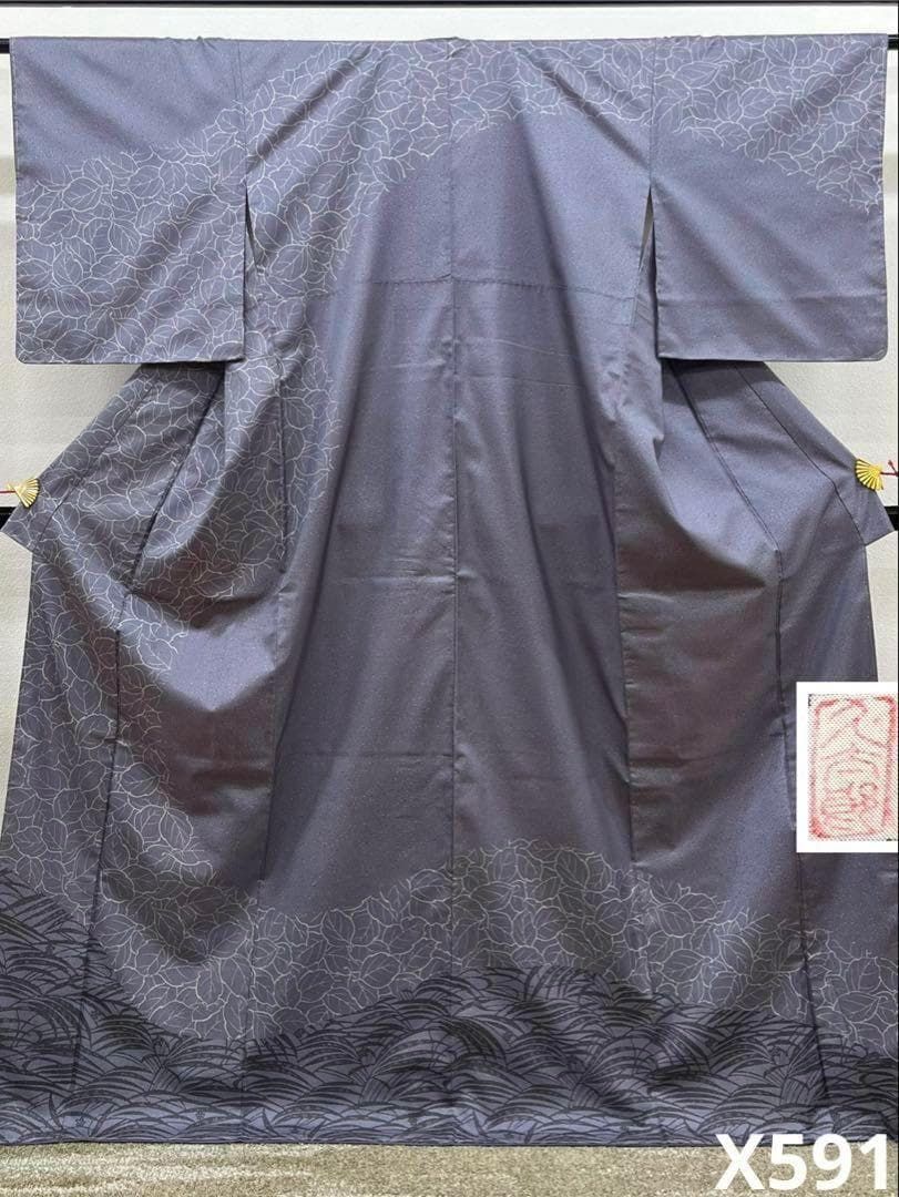 染大島紬 川村久太郎 落款入 正絹 躾糸付き X591
