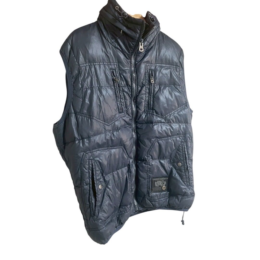 a2907 【美品】DIESEL ディーゼル ダウンベスト L ネイビー