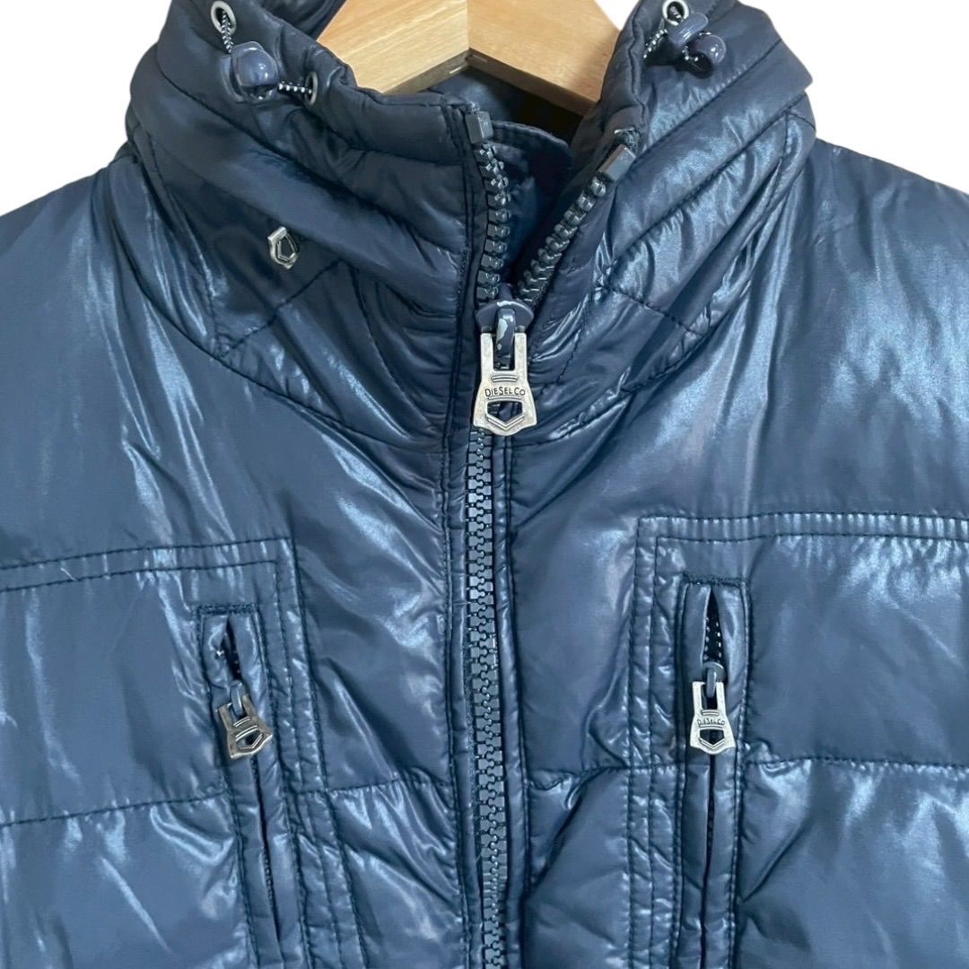a2907 【美品】DIESEL ディーゼル ダウンベスト L ネイビー