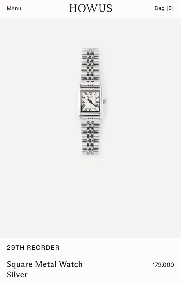 HOWUS Square Metal Watch シルバー(新品)