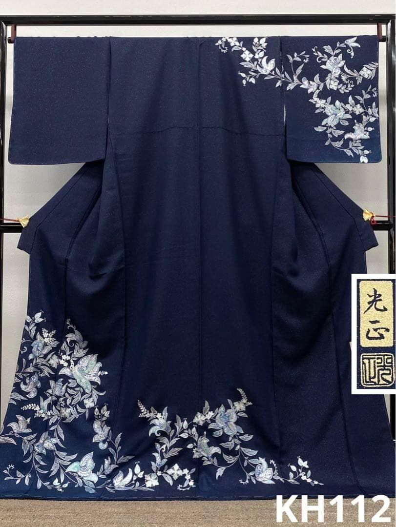 京屋林蔵 辻ヶ花 訪問着 落款入 絞り染 叩き染 正絹 X326