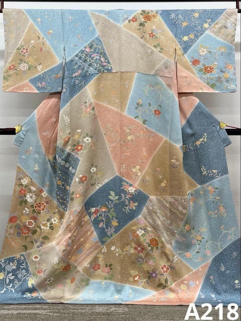 特選 京友禅 訪問着 手描き 刺繍 金彩 正絹 躾糸付き A218