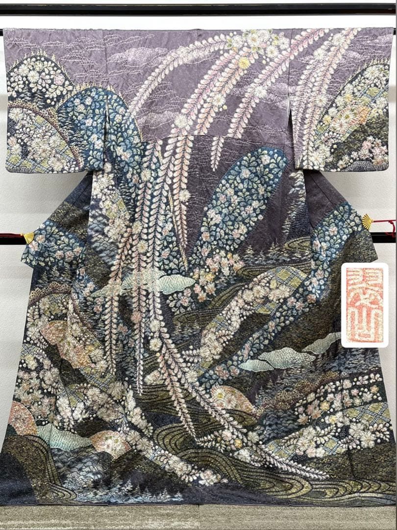 桐屋 翠山工房 落款入 訪問着 金通し 金彩 辻ヶ花 絞り 正絹 A367