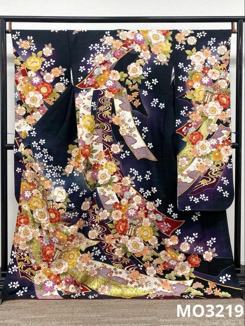 振袖 ラメ刺繍 金彩 紋意匠 身丈167cm 撥水加工済 MO3219