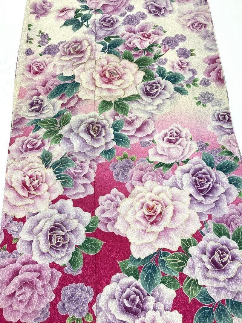 振袖 ラメ刺繍 金彩 銀通し 薔薇尽し 身丈163cm 撥水加工済 MO3204 