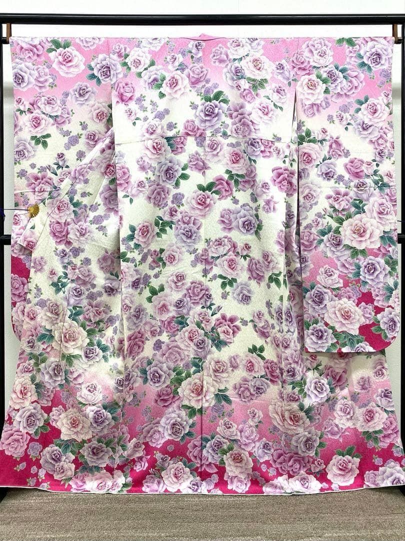 振袖 ラメ刺繍 金彩 銀通し 薔薇尽し 身丈163cm 撥水加工済 MO3204