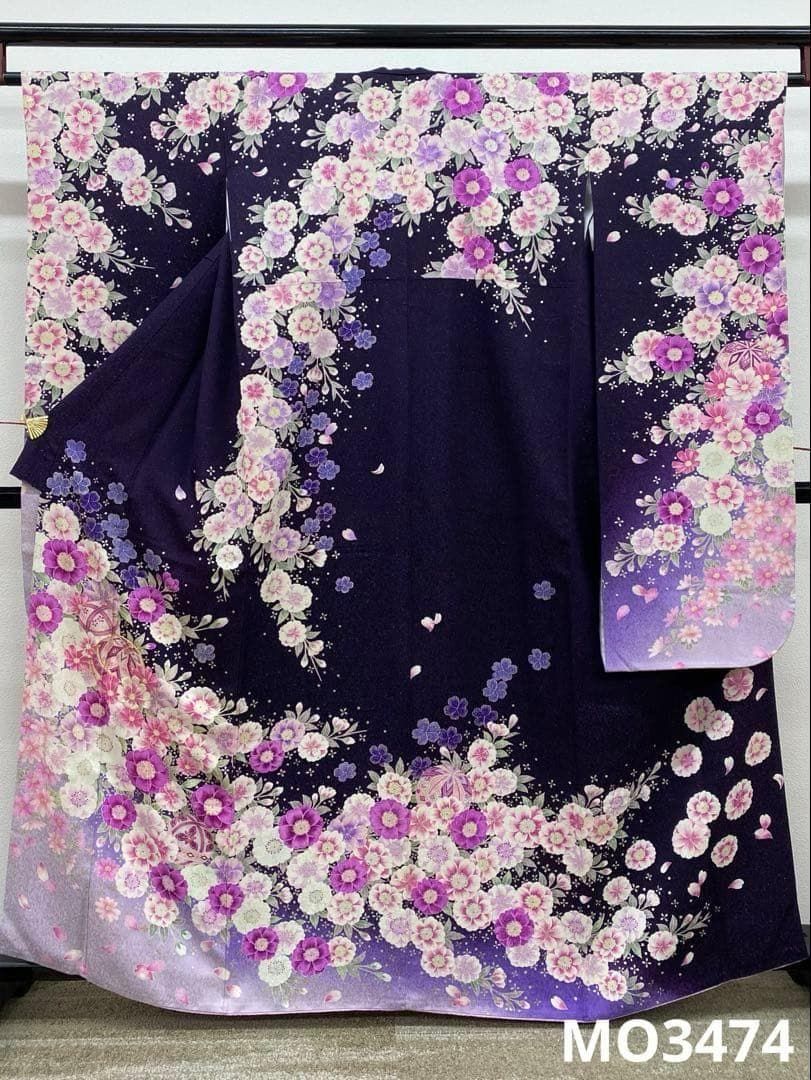 振袖 ラメ刺繍 金駒 金彩 身丈156cm パールトーン加工済 MO3474