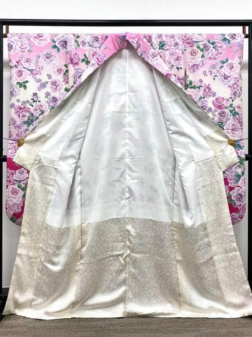 振袖 ラメ刺繍 金彩 銀通し 薔薇尽し 身丈163cm 撥水加工済 MO3204 