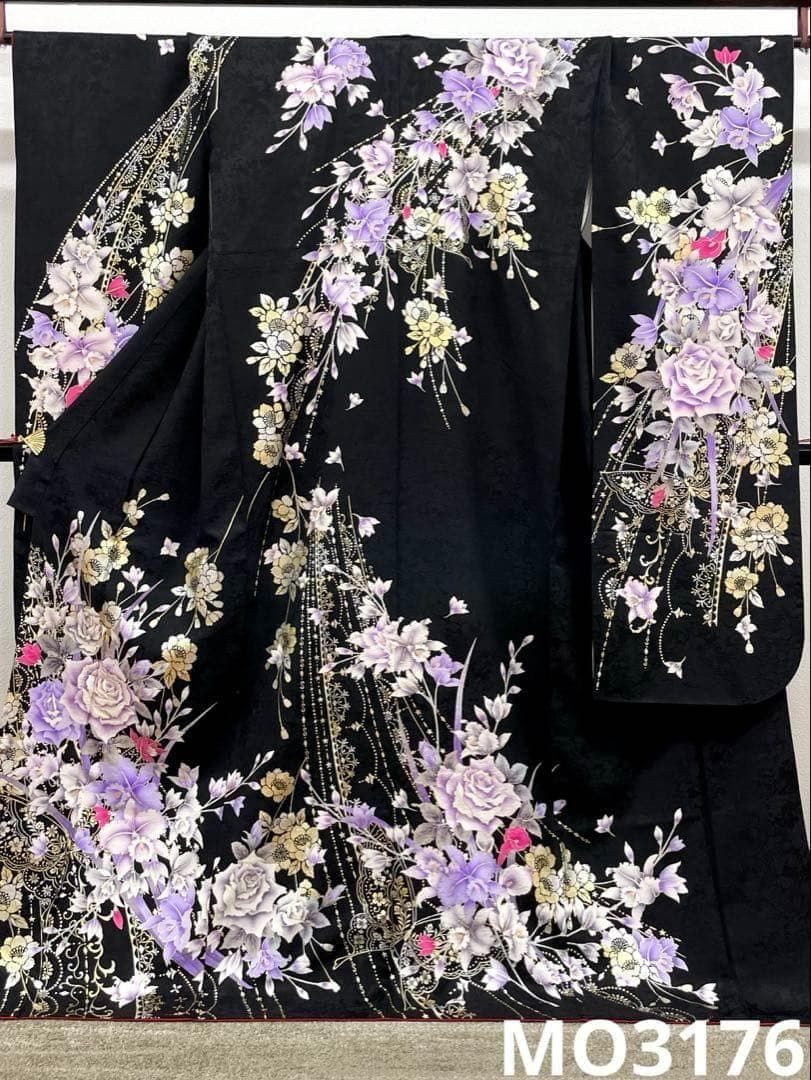 振袖 金彩 刺繍 薔薇 紋意匠 身丈170cm 撥水加工済 MO3176