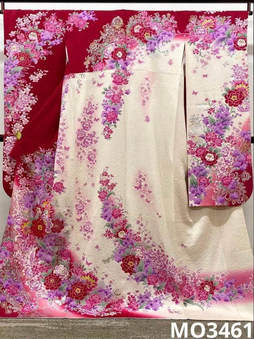 振袖 銀通し ラメ刺繍 紋意匠 身丈168cm 撥水加工済 MO3461