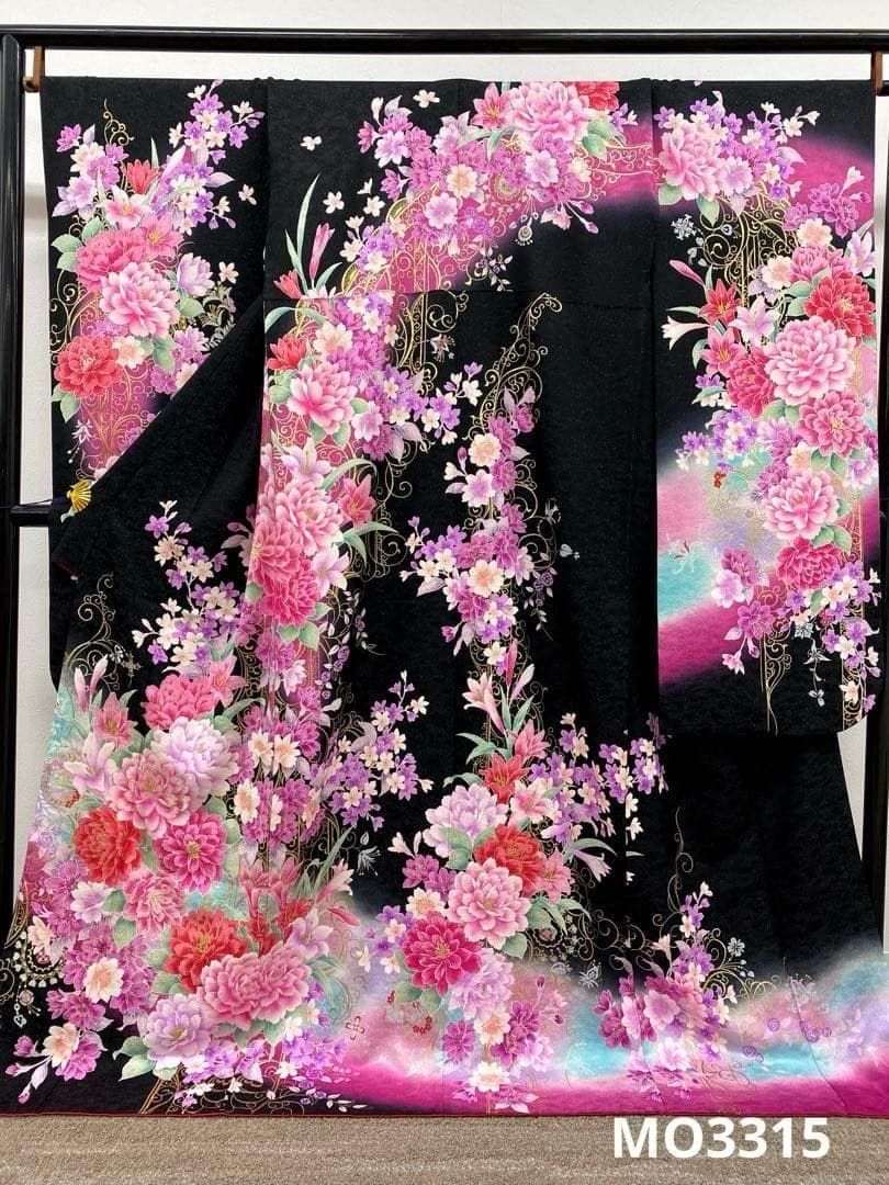 振袖 刺繍 金彩 銀通し 身丈175cm 撥水加工済 トールサイズ MO3315