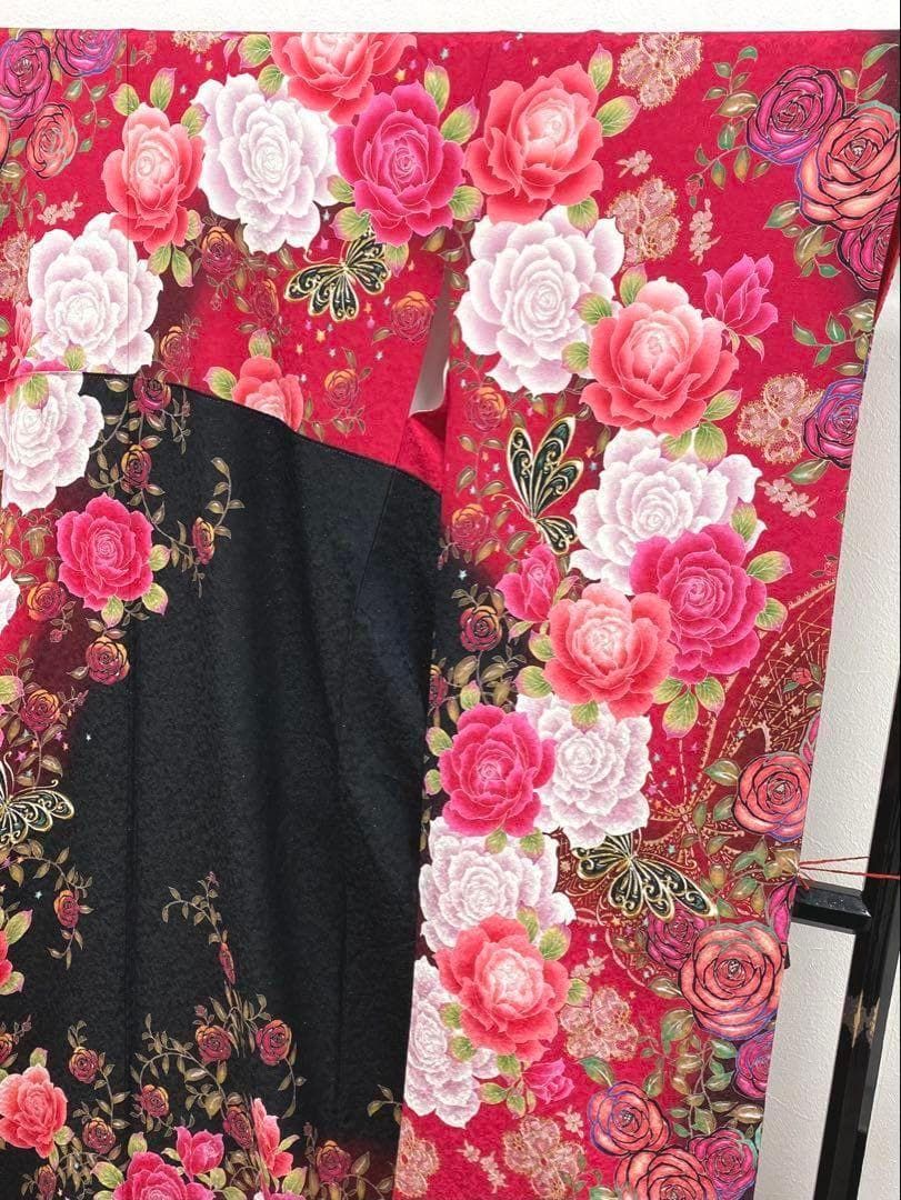 振袖 豪華 銀通し ラメ刺繍 紋意匠 薔薇尽くし 身丈167cm MO2629
