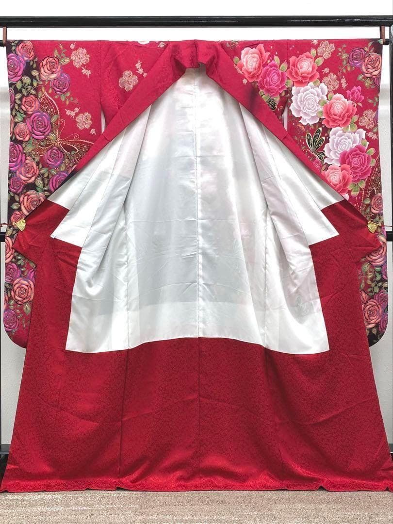 振袖 豪華 銀通し ラメ刺繍 紋意匠 薔薇尽くし 身丈167cm MO2629