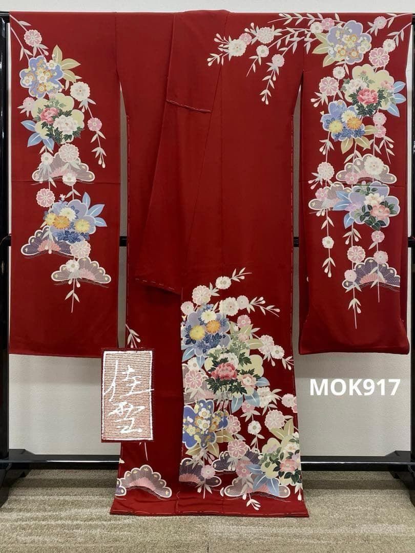 振袖 仮絵羽 十日町友禅 舞台衣装 正絹 未仕立て品 八掛付き MOK917