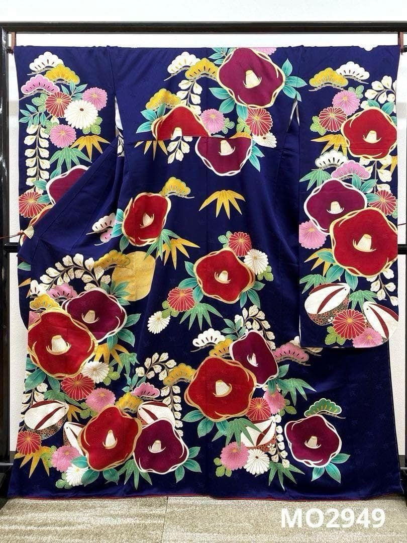 振袖 豪華 紋意匠 ラメ刺繍 雪輪に花 身丈165cm 撥水加工済 振袖 豪華