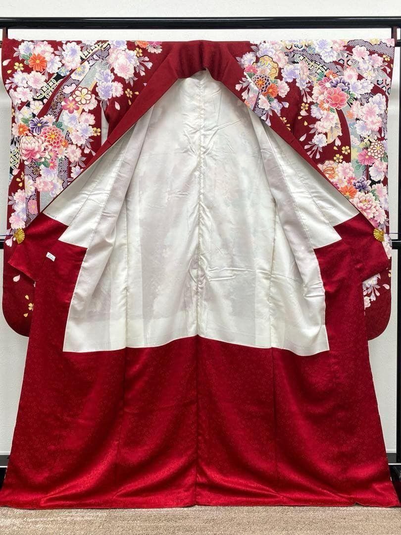 振袖 豪華 紋意匠 ラメ刺繍 雪輪に花 身丈165cm 撥水加工済 MO3116