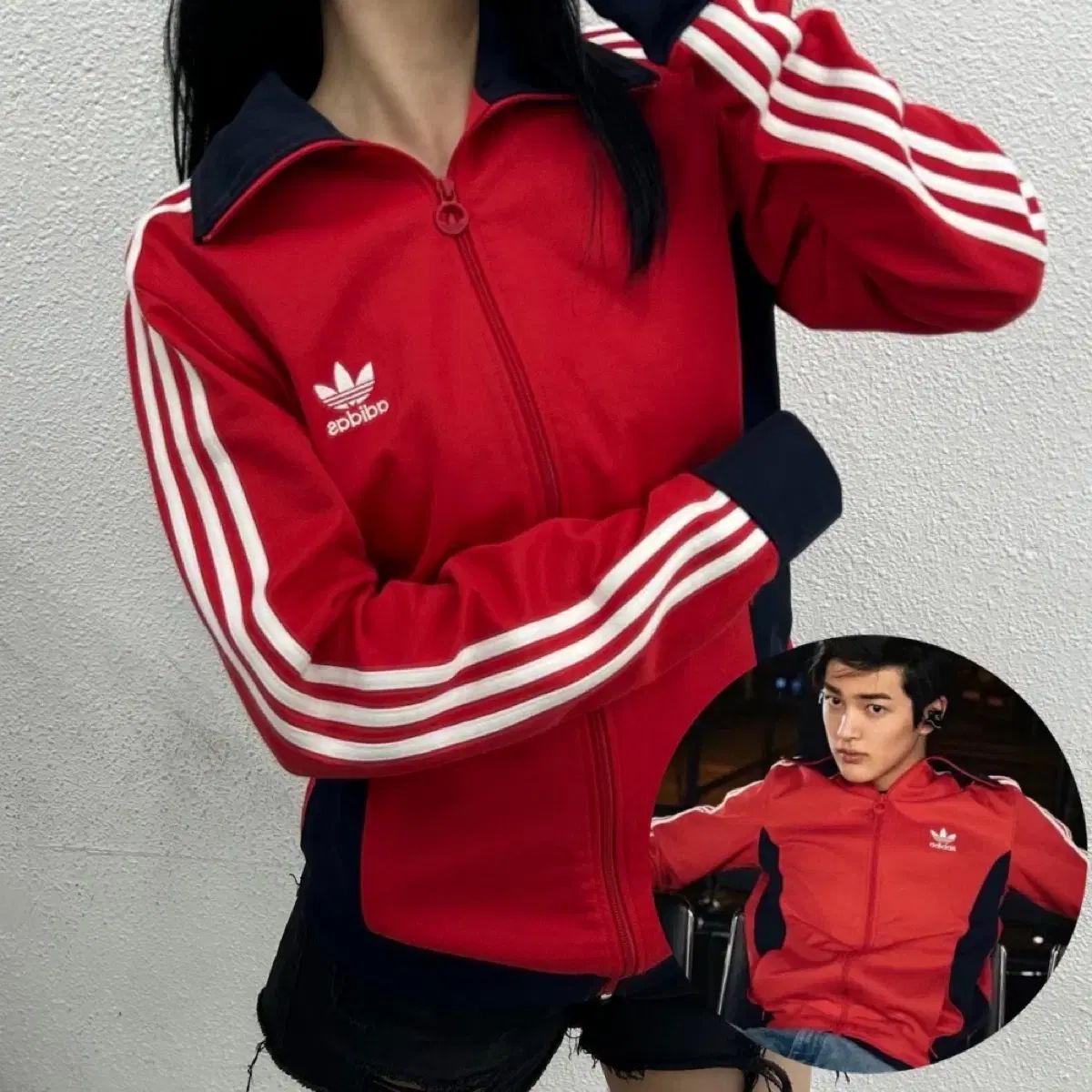 コルティス着用 adidas アディダス ヨーロッパ バイカラー レッド トラックジャージ 110