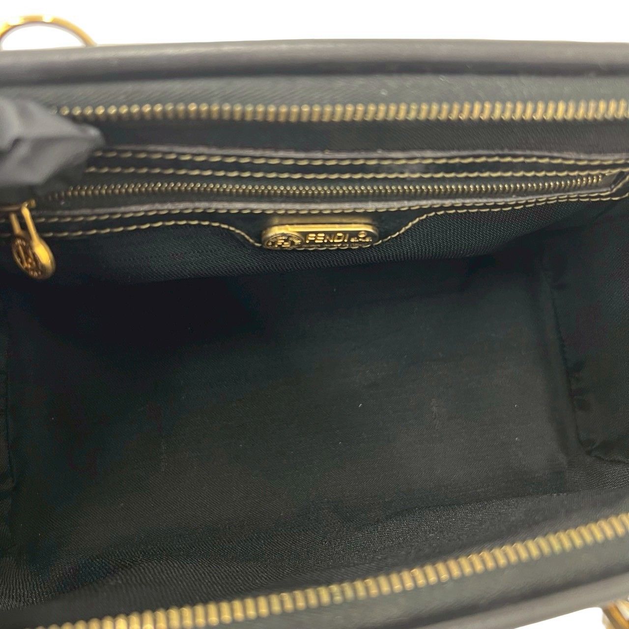 極 美品 FENDI フェンディ ヴィンテージ ペカン ストライプ 柄 レザー