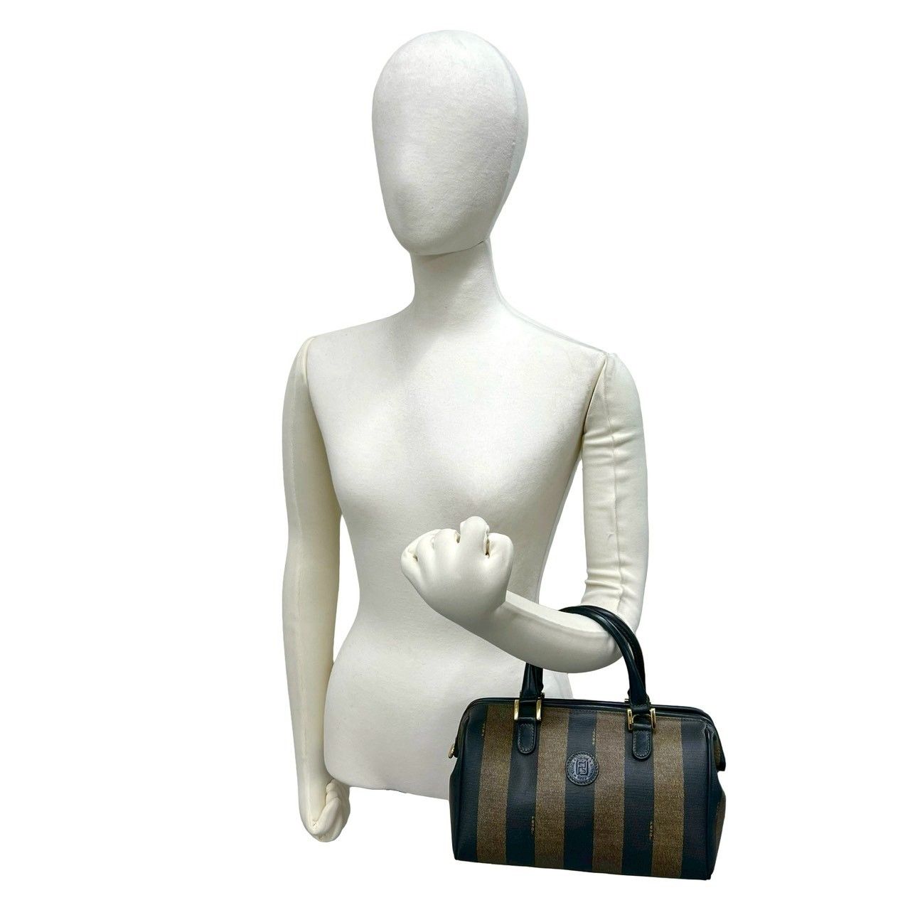 c*✨様 FENDI ストライプ ハンドバッグ ミニボストンバッグ 極 美品 FENDI フェンディ ヴィンテージ ペカン ストライプ 柄 レザー