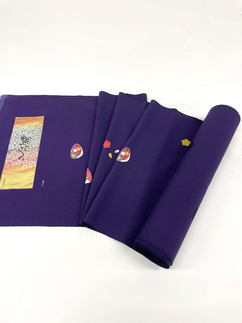 小紋 十三詣り 七五三 飛び柄 型染 ちりめん 桜 正絹 反物 T8813 