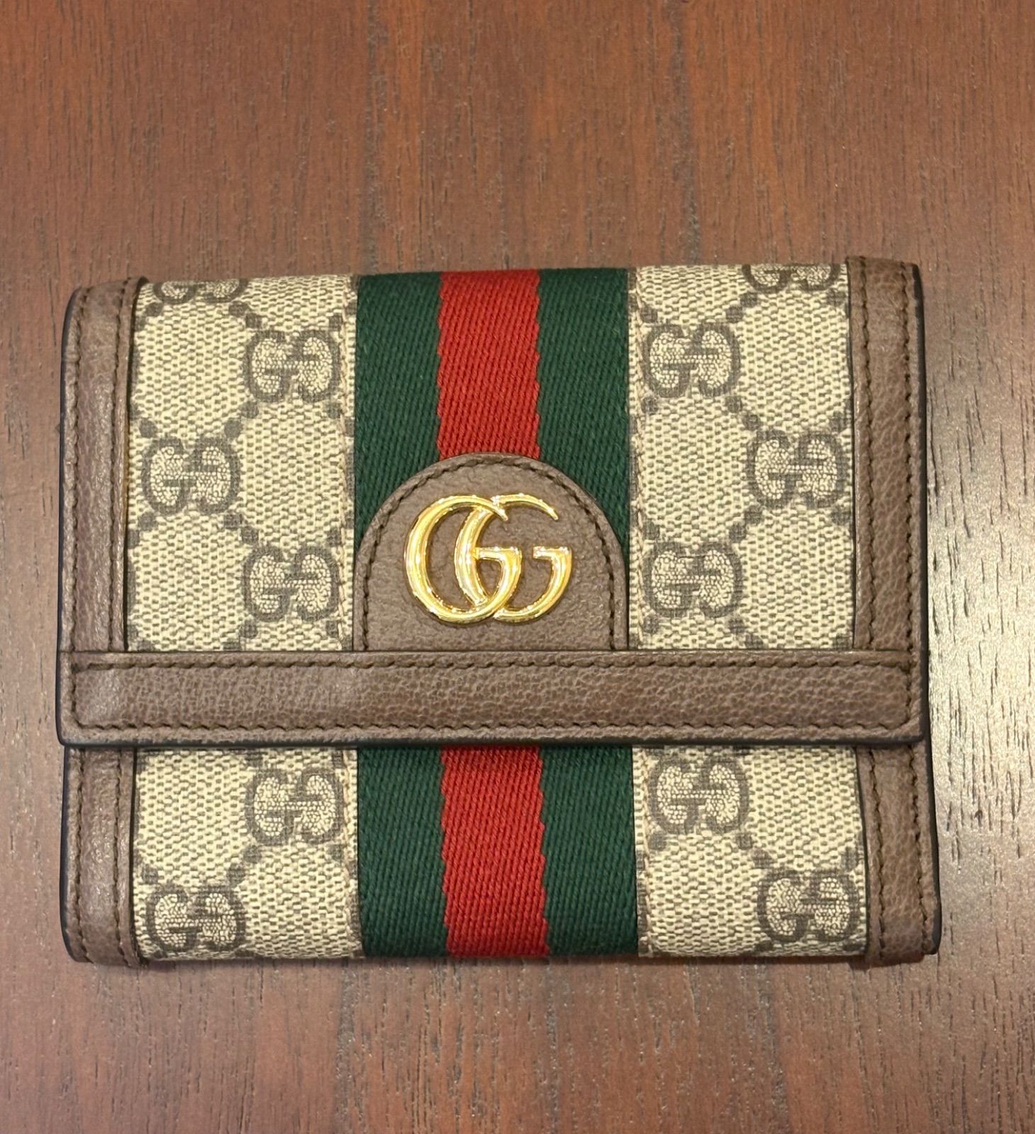【極美品】グッチ オフィディア GGスプリーム 三つ折り財布 ウェブライン