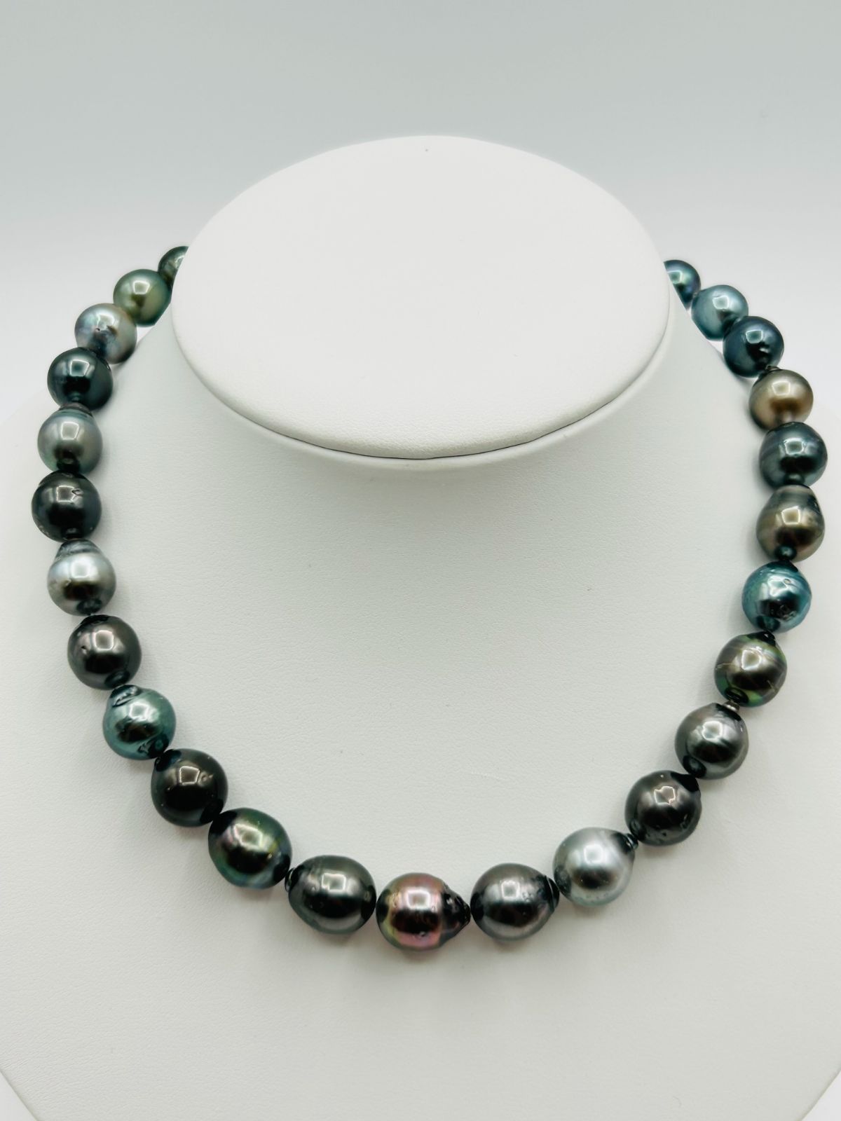 タヒチ 黒蝶 パール ネックレス マルチカラー 真珠 9.5～12.4mm BLACKPEARL 大渓地