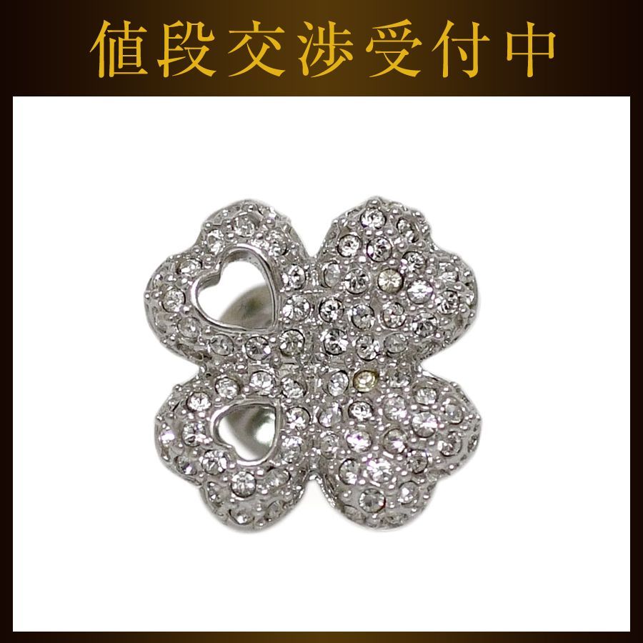 スワロフスキー ブローチ シルバー 銀色 876017 美品 クローバー