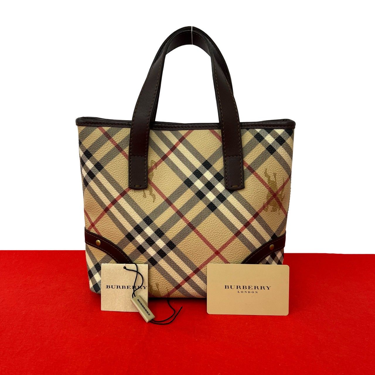 極 美品 BURBERRY バーバリー ノバチェック シャドーホース 柄 レザー