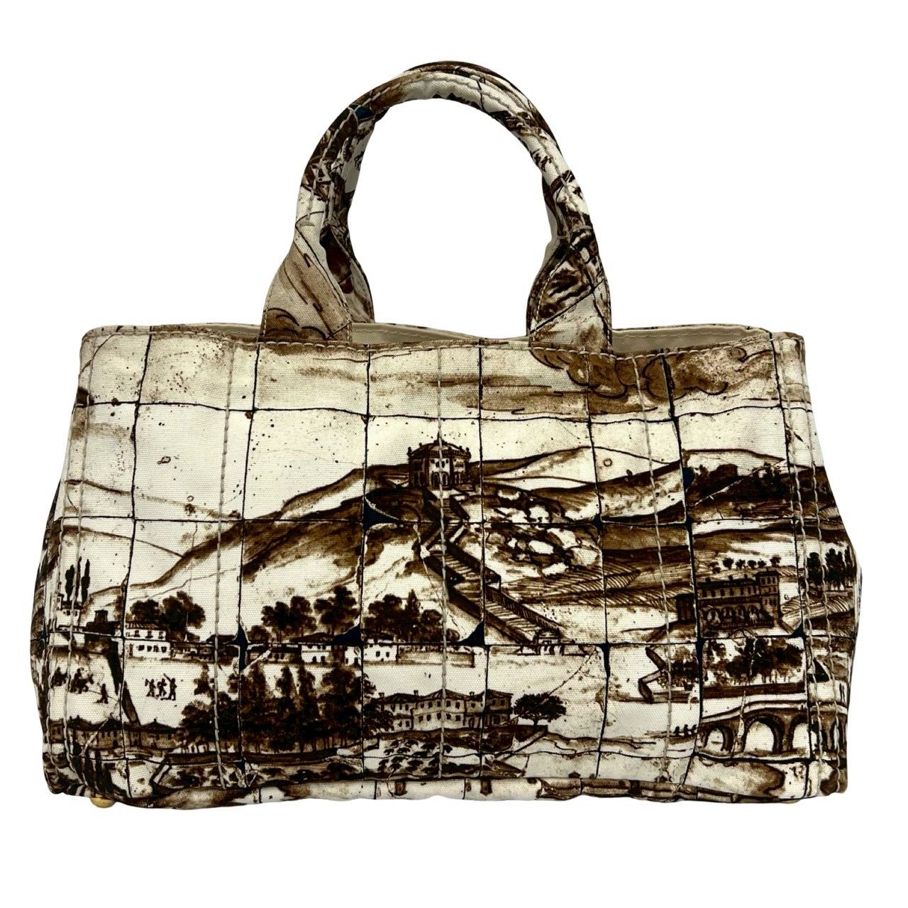 極 美品 保存袋付 PRADA プラダ カナパ 三角ロゴ 金具 プリント