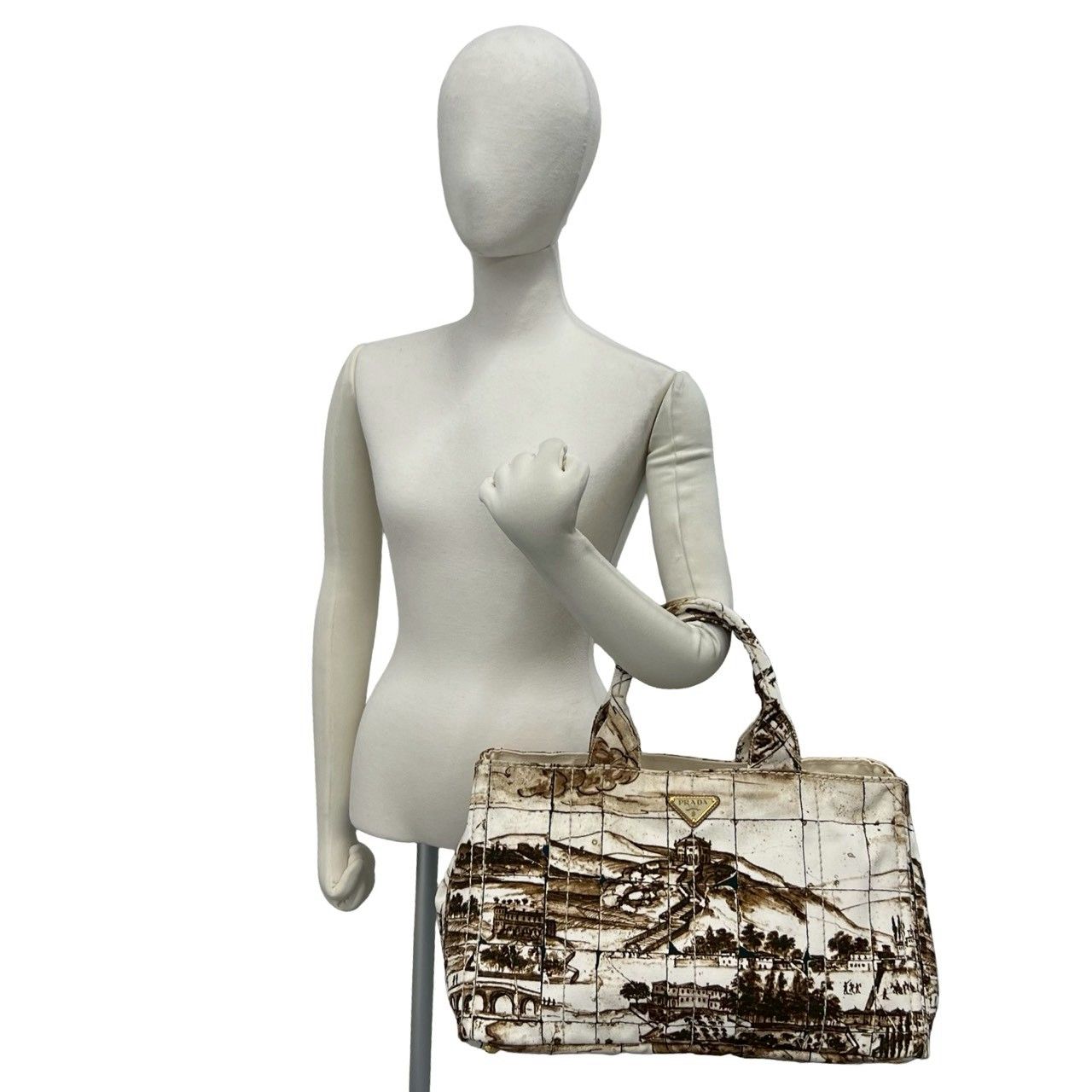 極 美品 保存袋付 PRADA プラダ カナパ 三角ロゴ 金具 プリント 