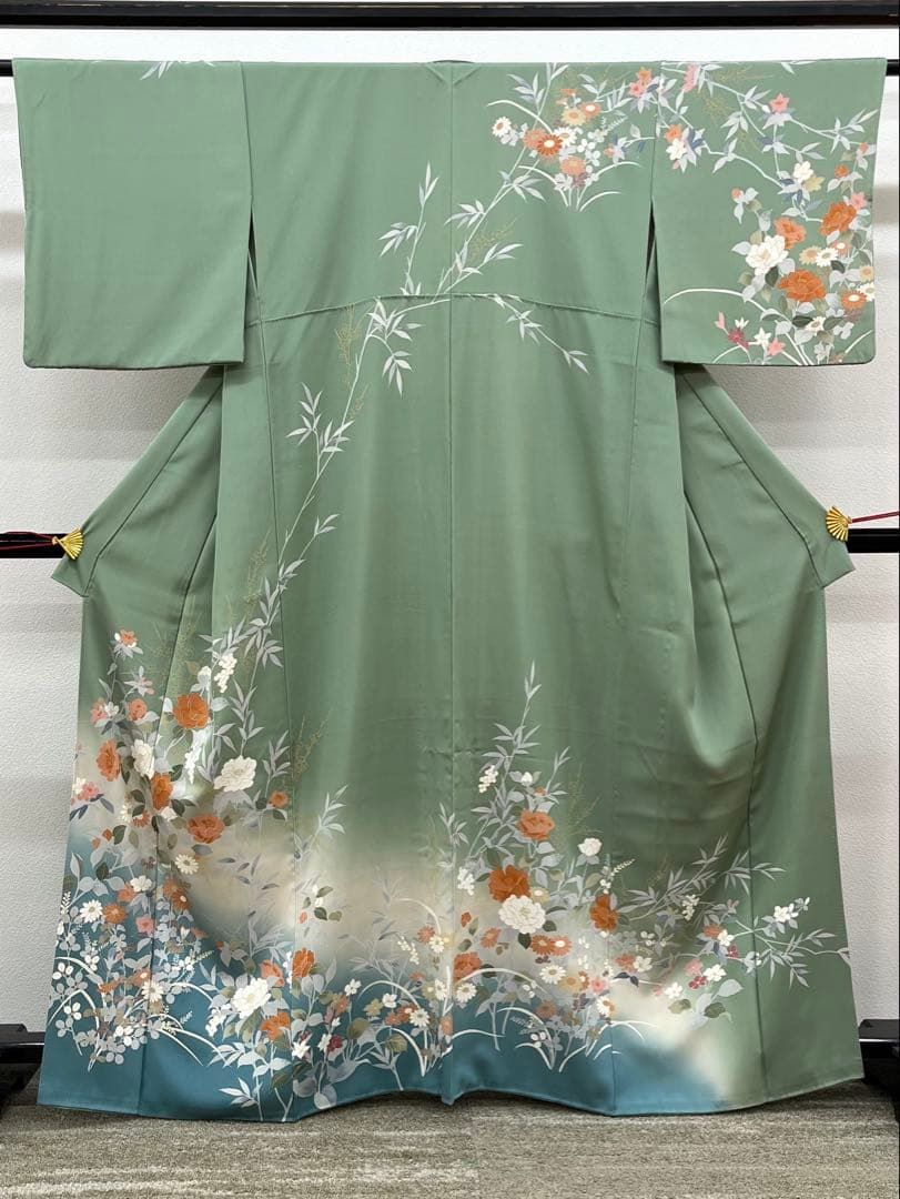 訪問着 金彩 手描き 四季の花々 正絹 HKT125