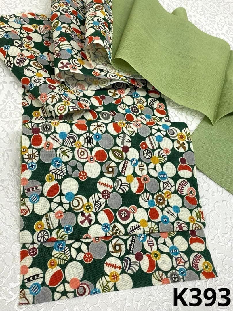 紅型工房 べにきち 夏物 染帯 八寸名古屋帯 松葉仕立て 本麻 K393