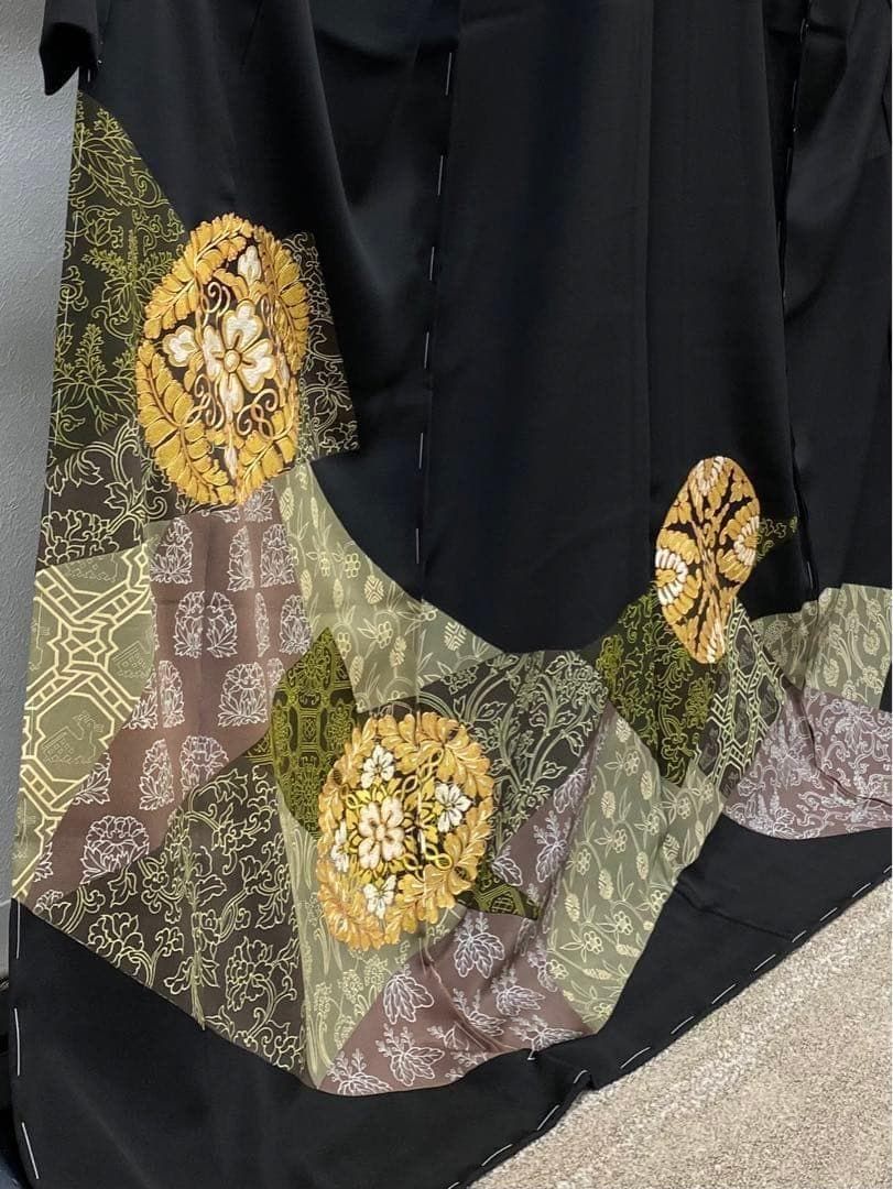 千總謹製 黒留袖 仮絵羽 未仕立て品 金駒 手刺繍 金彩 正絹 K256 