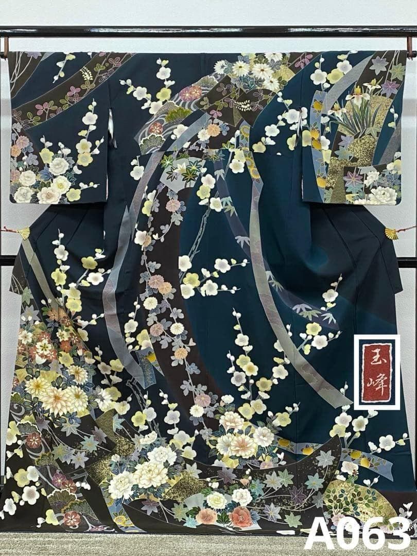 手描 玉峰 落款入 訪問着 金駒 金彩 正絹 ガード加工済 A063