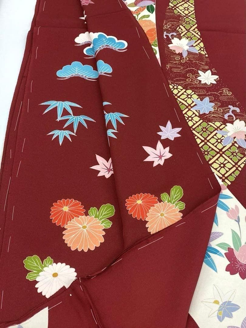 振袖 仮絵羽 金駒 金彩 振り布 紋意匠 正絹 未仕立て品 八掛付 MOK507