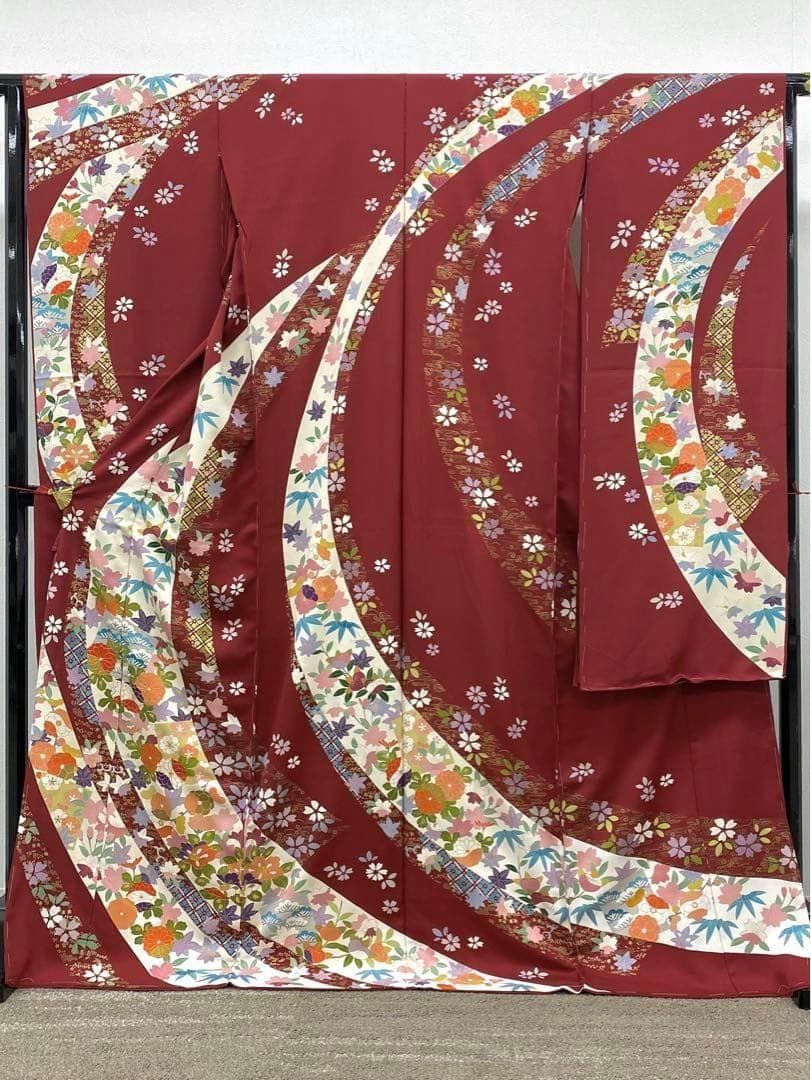 振袖 仮絵羽 金駒 金彩 振り布 紋意匠 正絹 未仕立て品 八掛付 MOK507